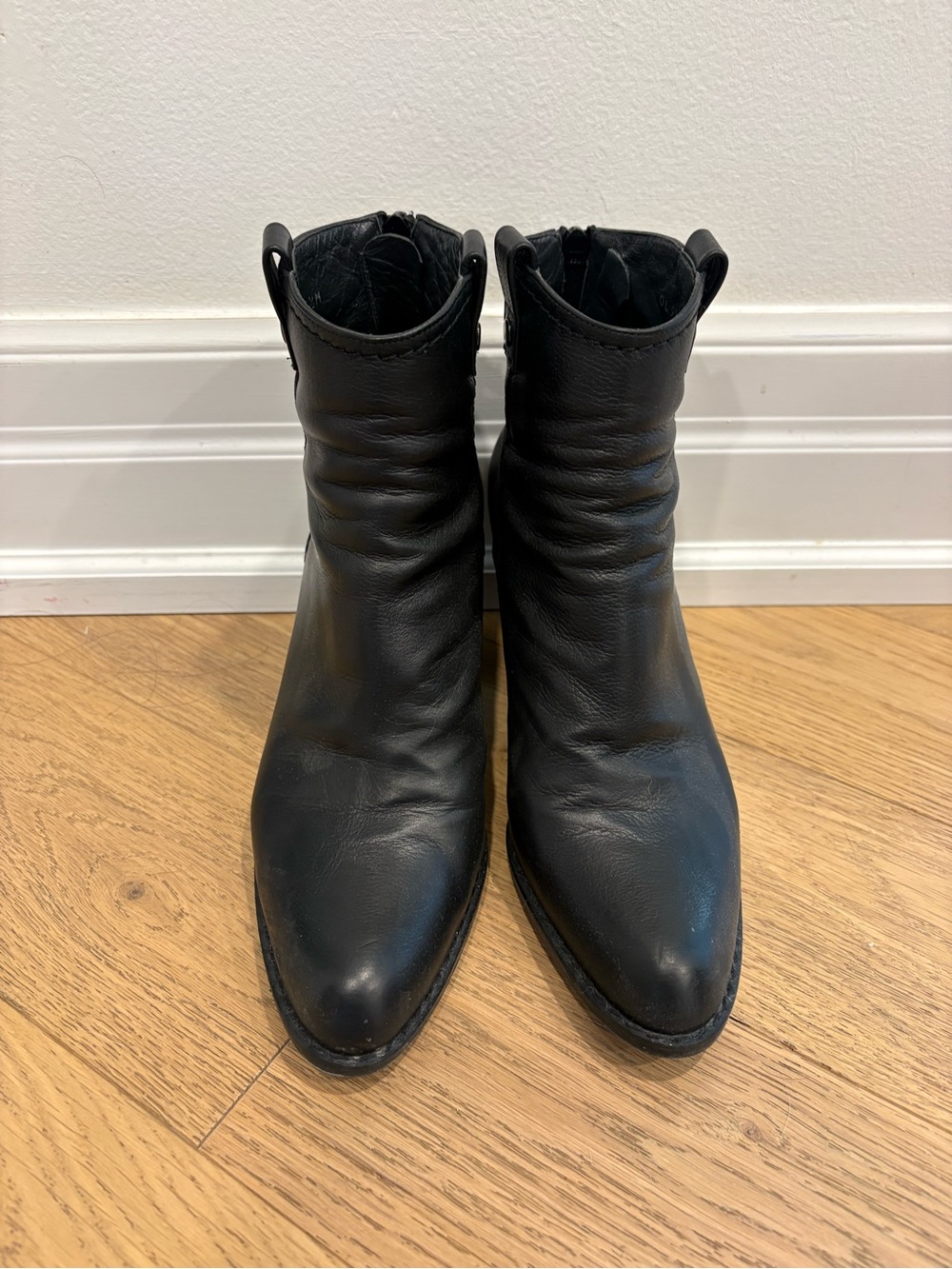 Stuart Weitzman Black Leather Ankle Boots - Size 8.5